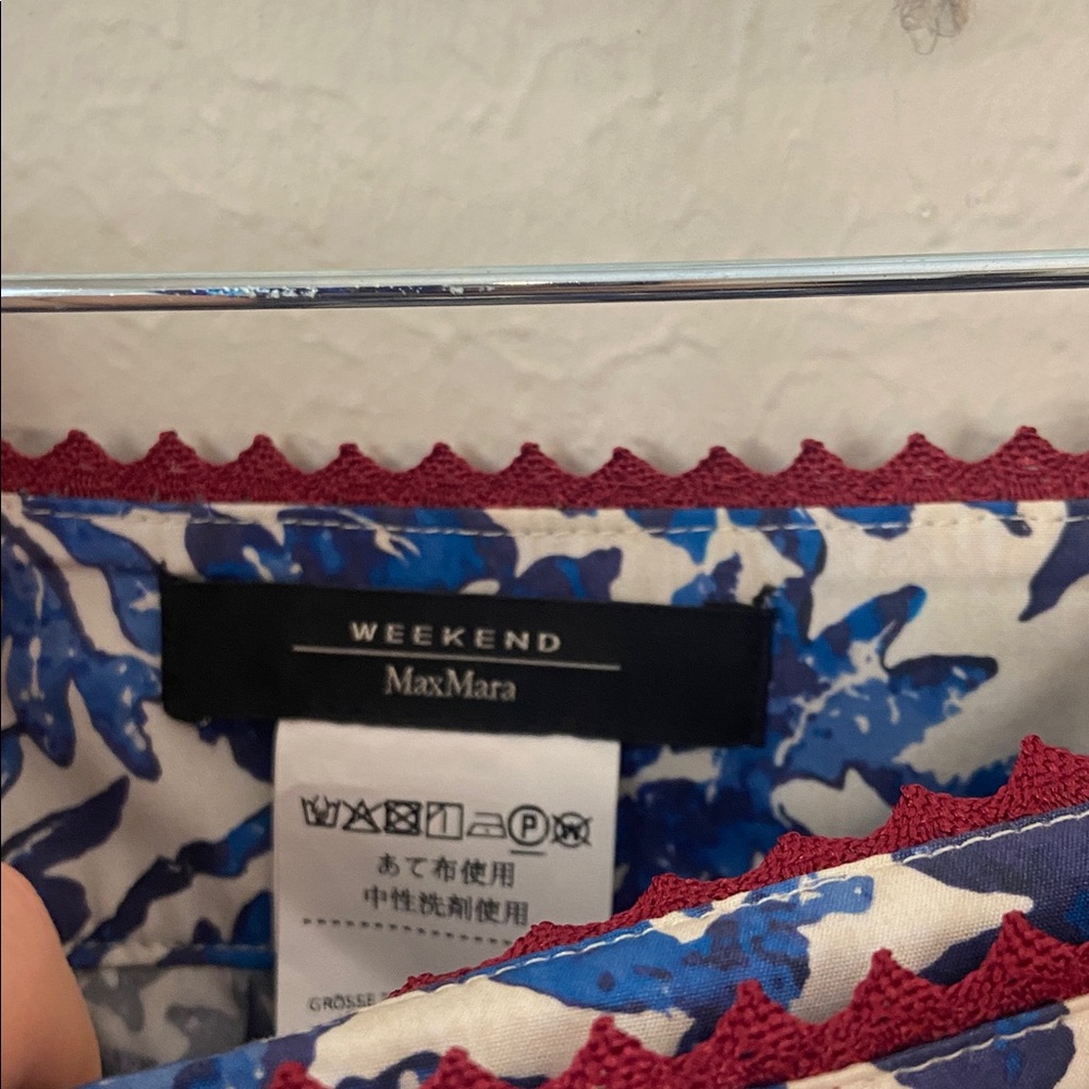 Weekend Max Mara Ossola Printed Midi Skirt Blue White Floral Size 8 - Picture 3 of 6